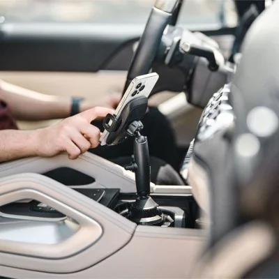 Eltoro car cup holder phone mount + magsafe phone holder - black